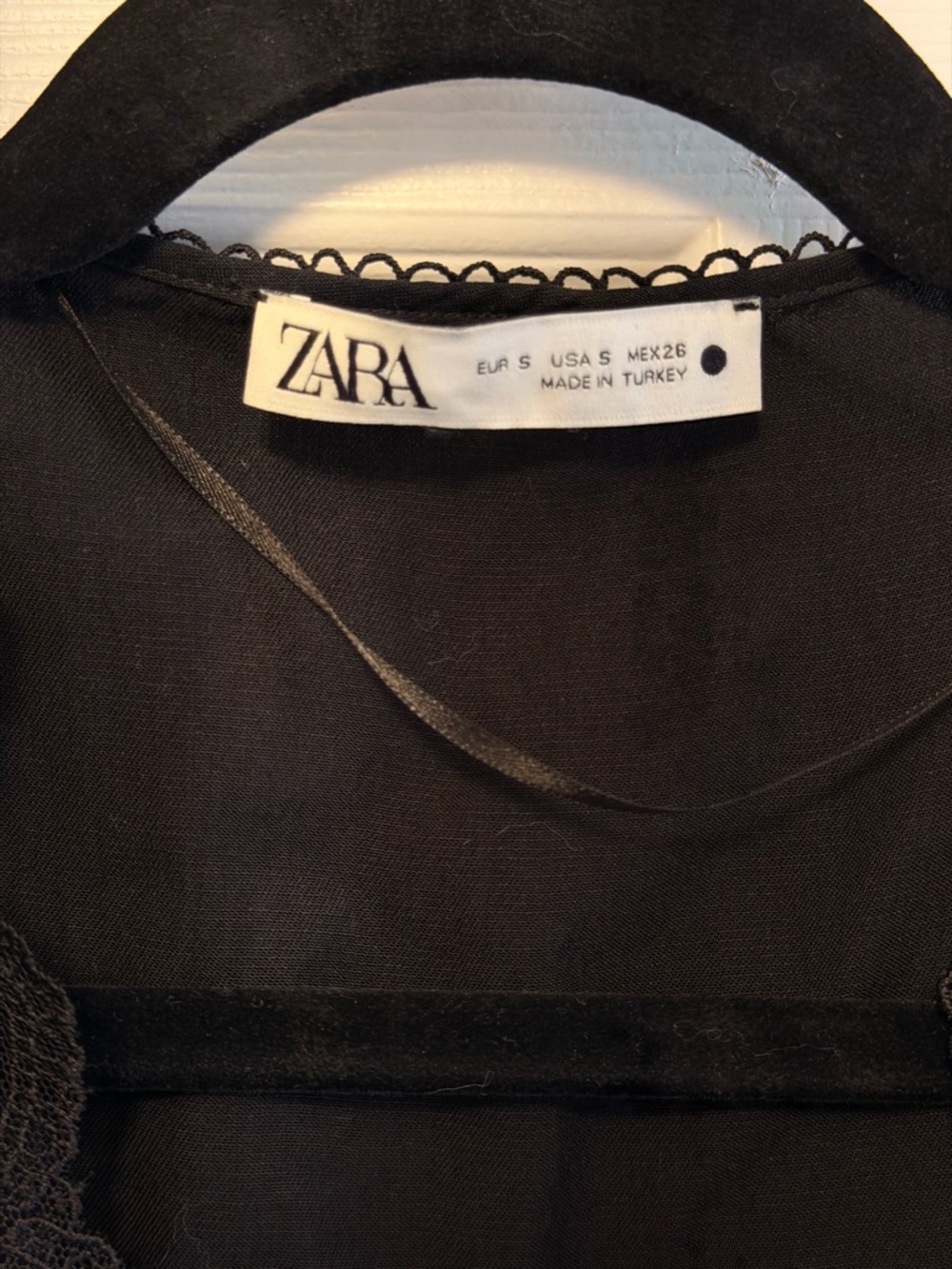 Zara Black Lace-Trim Button-Front Tunic Dress, Size S - Picture 3 of 10